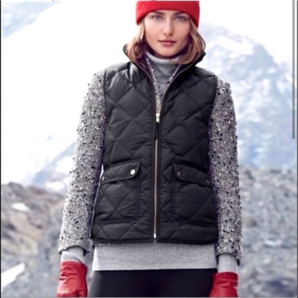 J. Crew Excursion Quilted Down Vest Black Size Medium - Picture 1 of 10